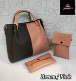Gucci 3 Pcs Bag set brown pink