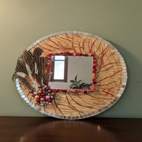 Beaded Round Wall Mirror